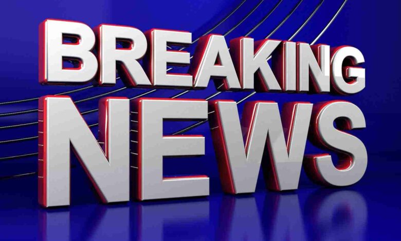 3D illustration of a breaking news TV screen